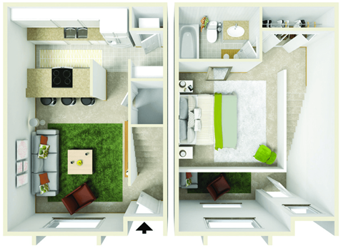 a floor plan of a one bedroom apartment